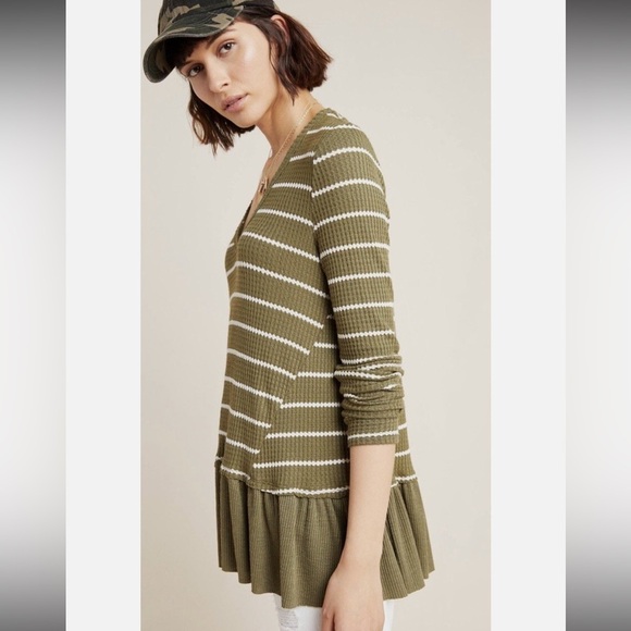 Anthropologie EritAli Striped Tallie Peplum top - Picture 2 of 10
